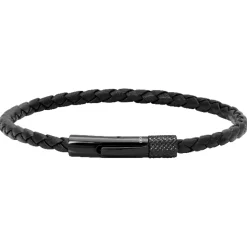 Rochet Bracelet HB1431301 - DRIVER 28mm PVD Noir et Lien Tressé 3,5mm Cuir Noir Homme | Homme Bracelet