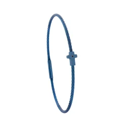 Torrence Bijoux Bracelet acier bleu motif croix avec diamant noir 1 mm | Femme Bracelet