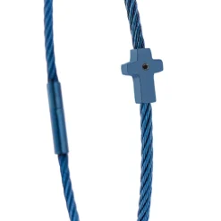 Torrence Bijoux Bracelet acier bleu motif croix avec diamant noir 1 mm | Femme Bracelet