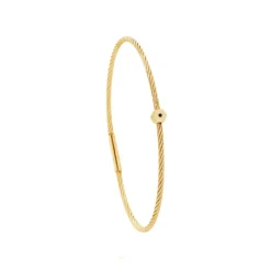 Torrence Bijoux Bracelet acier doré motif hexagone avec diamant noir 1 mm | Femme Bracelet