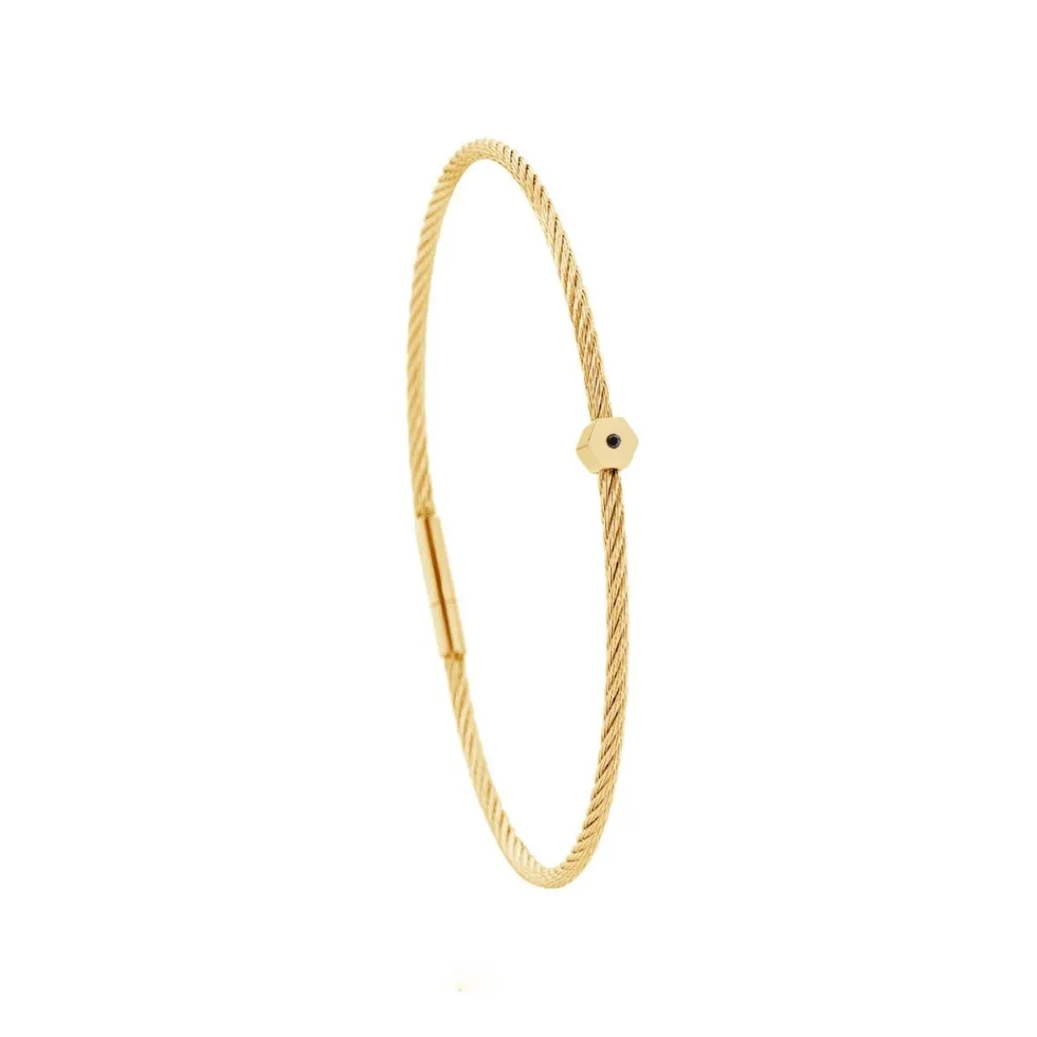 Torrence Bijoux Bracelet acier doré motif hexagone avec diamant noir 1 mm | Femme Bracelet