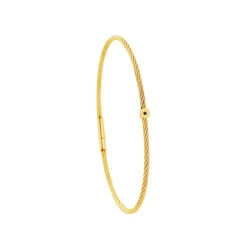 Torrence Bijoux Bracelet acier doré motif rond avec diamant noir 1 mm | Femme Bracelet