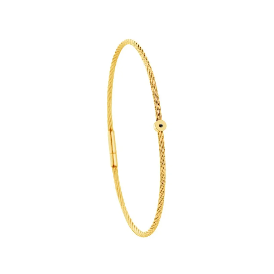 Torrence Bijoux Bracelet acier doré motif rond avec diamant noir 1 mm | Femme Bracelet