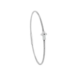 Torrence Bijoux Bracelet acier motif croix avec diamant noir 1 mm | Femme Bracelet