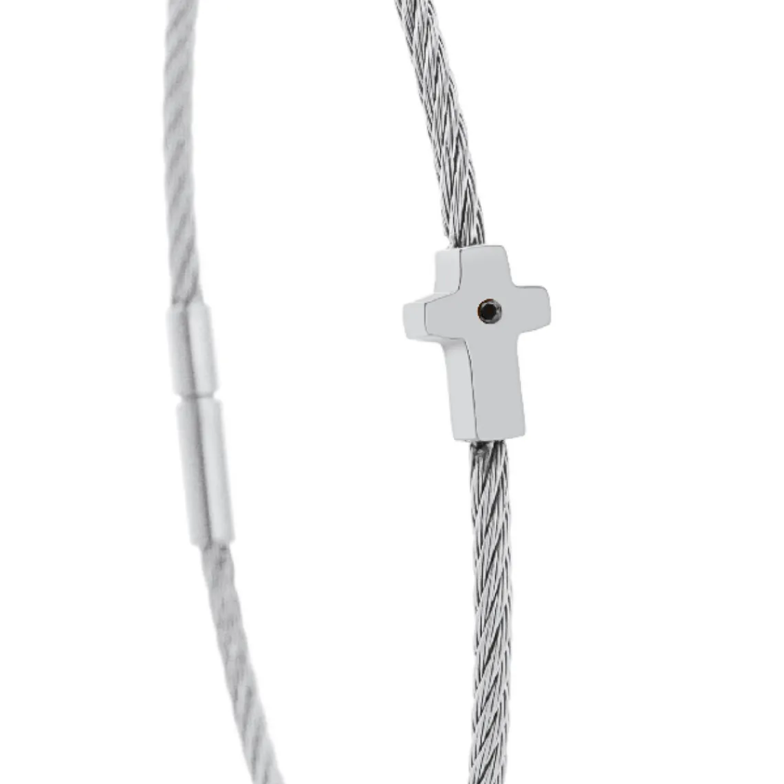 Torrence Bijoux Bracelet acier motif croix avec diamant noir 1 mm | Femme Bracelet