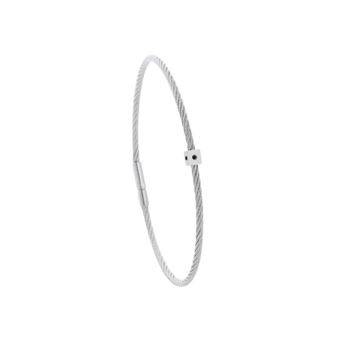 Torrence Bijoux Bracelet acier motif cube avec 3 diamants noir 1 mm | Femme Bracelet