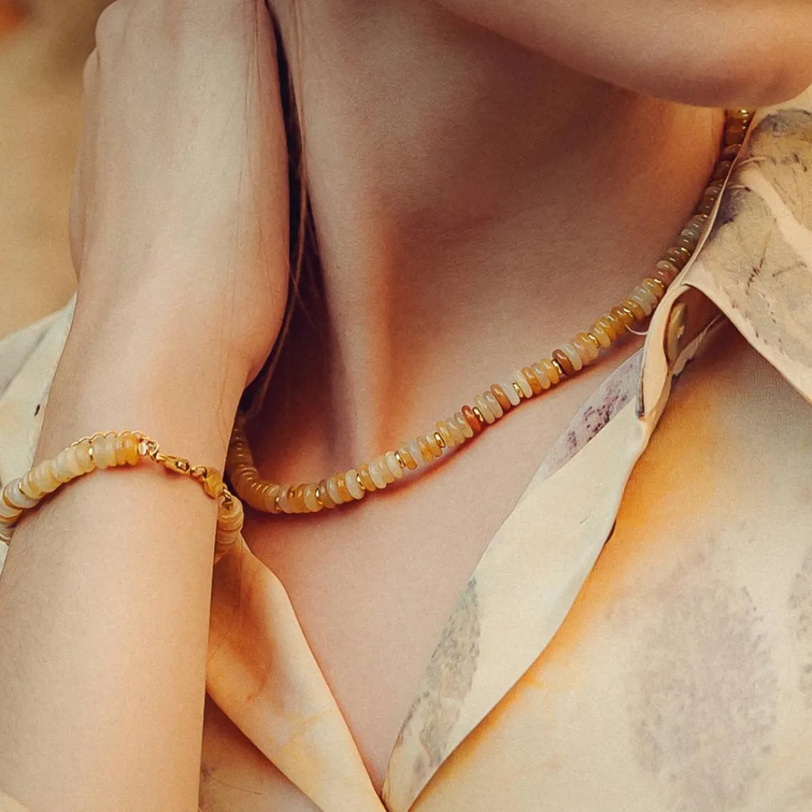 Sloya Bracelet Blima en pierres Jade jaune | Femme Bracelet