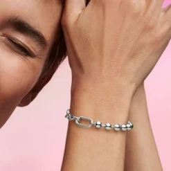 Pandora Bracelet Chaîne Sphère Métallique et Link Argent ME | Femme Bracelet