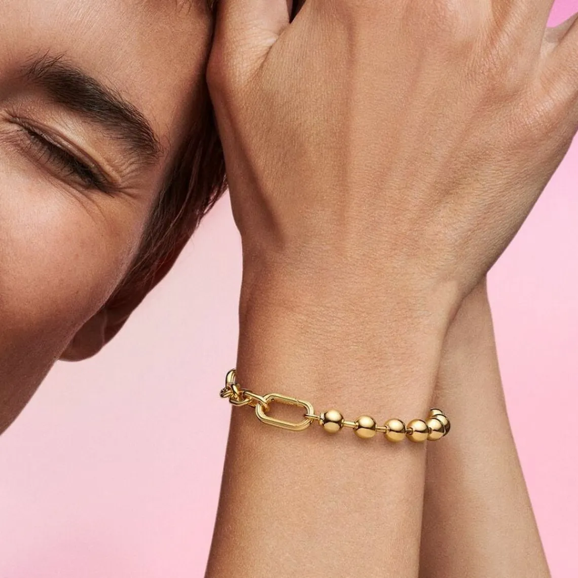Pandora Bracelet Chaîne Sphère Métallique et Link Doré ME | Femme Bracelet