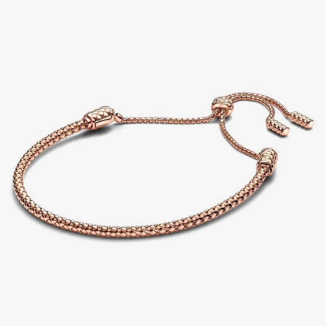 Pandora Bracelet Coulissant Chaîne Cloutée Doré Rose | Femme Bracelet