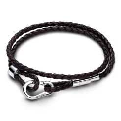 Pandora Bracelet Double en Cuir Tressé Marron | Femme Bracelet