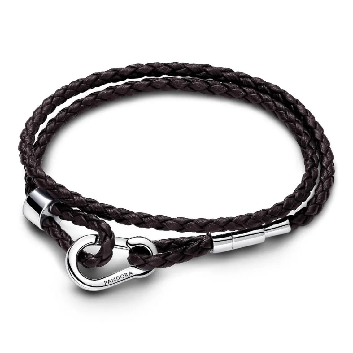 Pandora Bracelet Double en Cuir Tressé Marron | Femme Bracelet