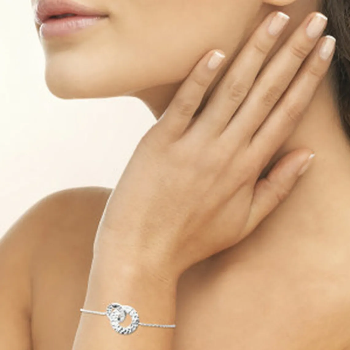 Maison de la Bijouterie Bracelet fantaisie double rond martelé Femme Argent WYZ63UZV | Femme Bracelet