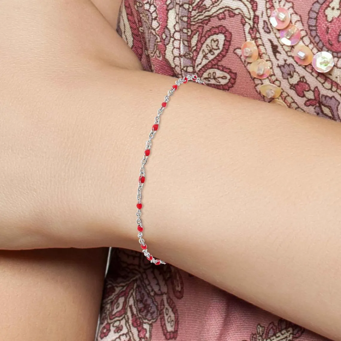 Angèle M Bijoux Bracelet Femme Angèle M - B2381-ROUGE Acier Argent | Femme Bracelet