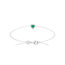 Maison de la Bijouterie Bracelet femme argent pierre verte coeur VW3UVVZV | Femme Bracelet