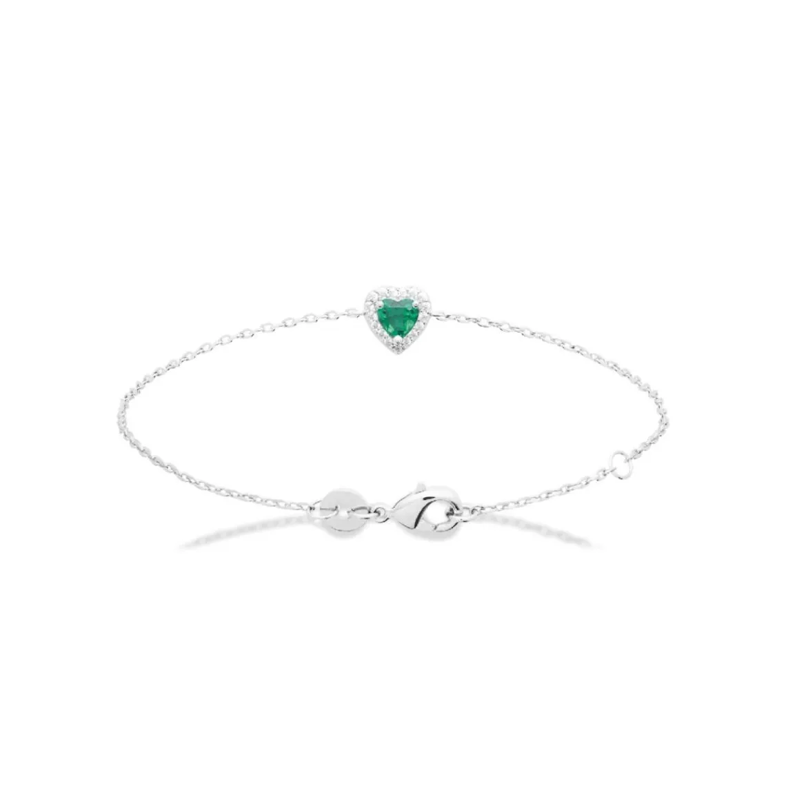 Maison de la Bijouterie Bracelet femme argent pierre verte coeur VW3UVVZV | Femme Bracelet