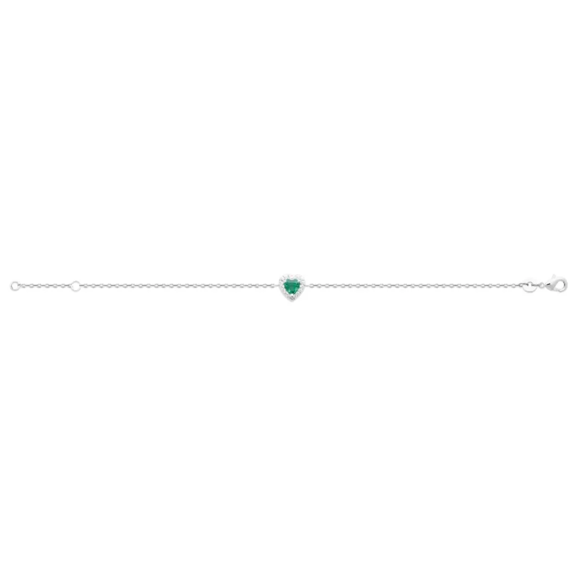 Maison de la Bijouterie Bracelet femme argent pierre verte coeur VW3UVVZV | Femme Bracelet