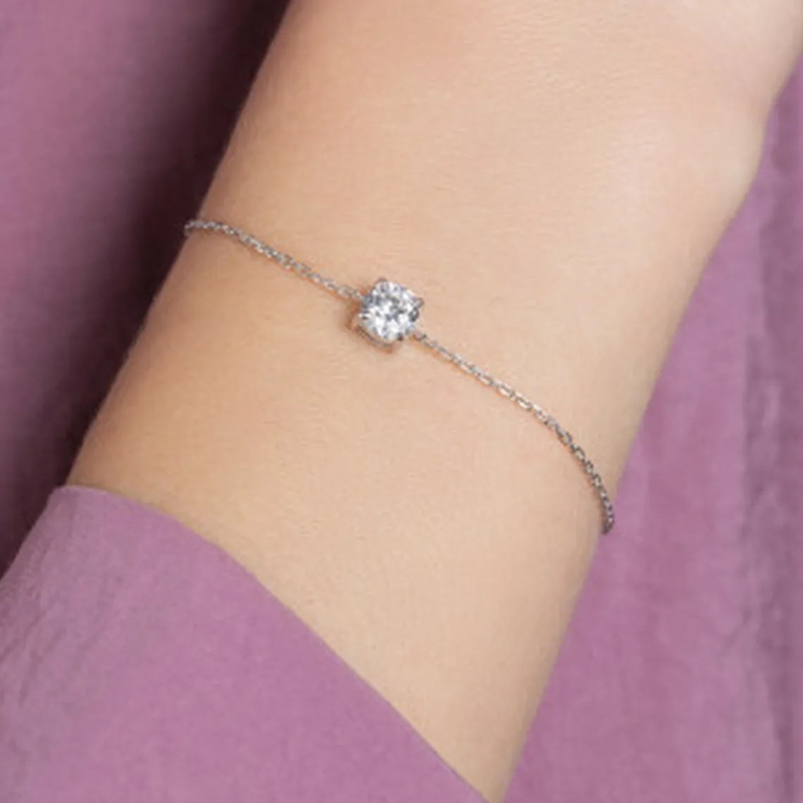 Maison de la Bijouterie Bracelet femme argent rhodié blanc serti griffe serti griffe classique - VWZ00YZV | Femme Bracelet