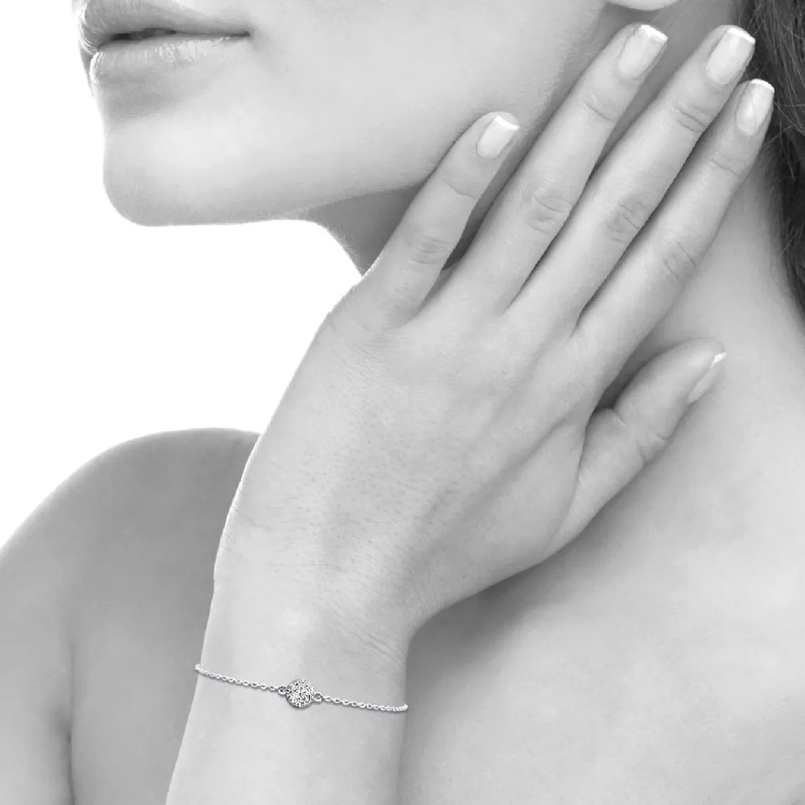 Maison de la Bijouterie Bracelet femme argent rhodié blanc serti griffe rond - VWZ45YZV | Femme Bracelet
