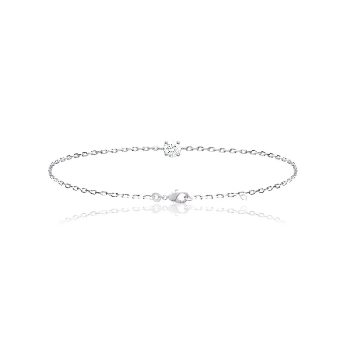 Maison de la Bijouterie Bracelet femme argent rhodié blanc serti griffe classique - VW3004ZV | Femme Bracelet