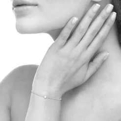 Maison de la Bijouterie Bracelet femme argent rhodié blanc serti griffe classique - VW3004ZV | Femme Bracelet