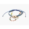Balaboosté Bracelet Femme 2 Rangs Tissu Et Facettes Ac Œil Strass - 3502456532380 Métal Bleu | Femme Bracelet