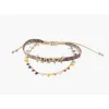 Balaboosté Bracelet Femme 2 Rangs Tissu Et Facettes Ac Message - 3502456532366 Métal Multicolore | Femme Bracelet