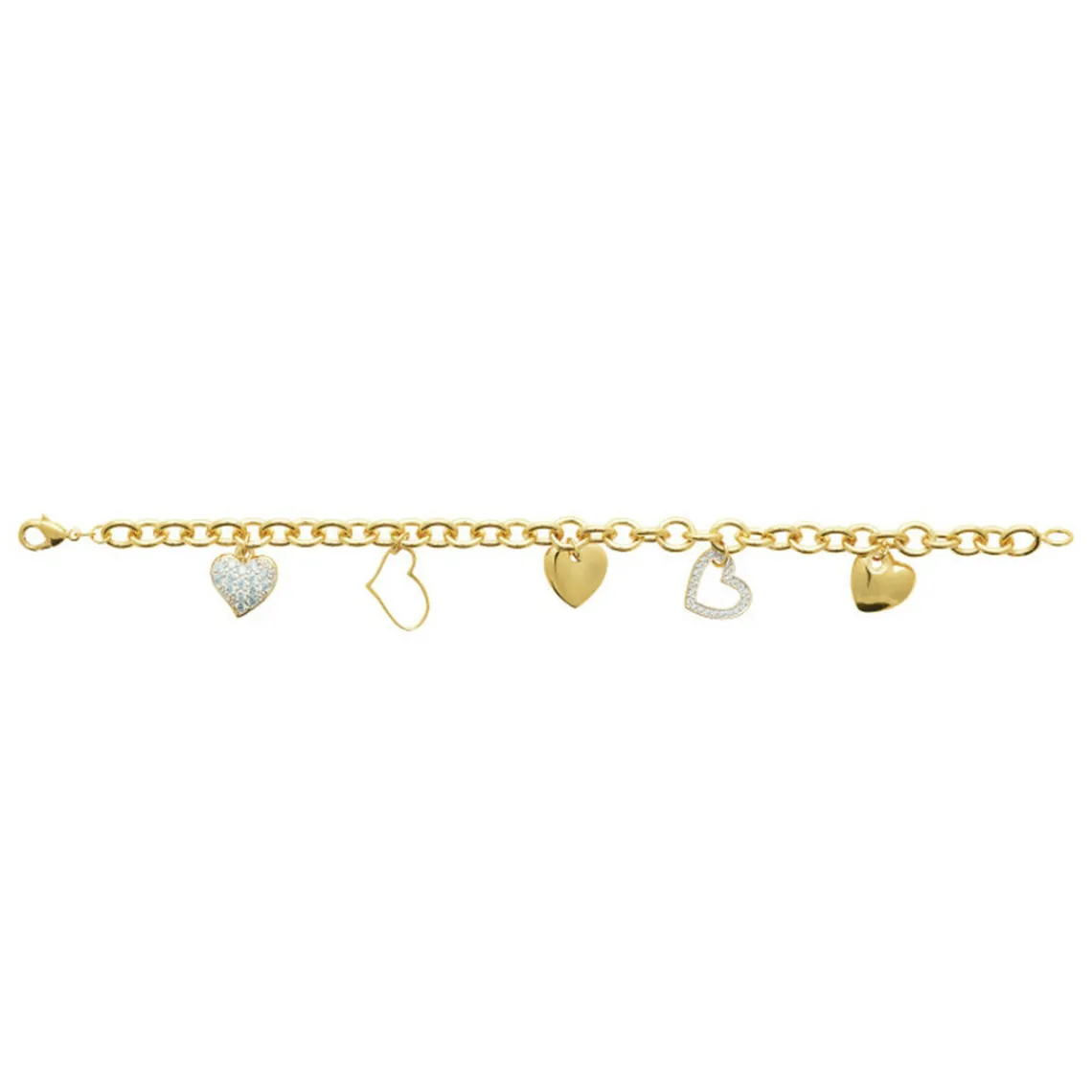 Maison de la Bijouterie Bracelet femme coeurs plaqué or Oxyde de Zirconium blanc serti griffe - UW0UWYZU | Femme Bracelet