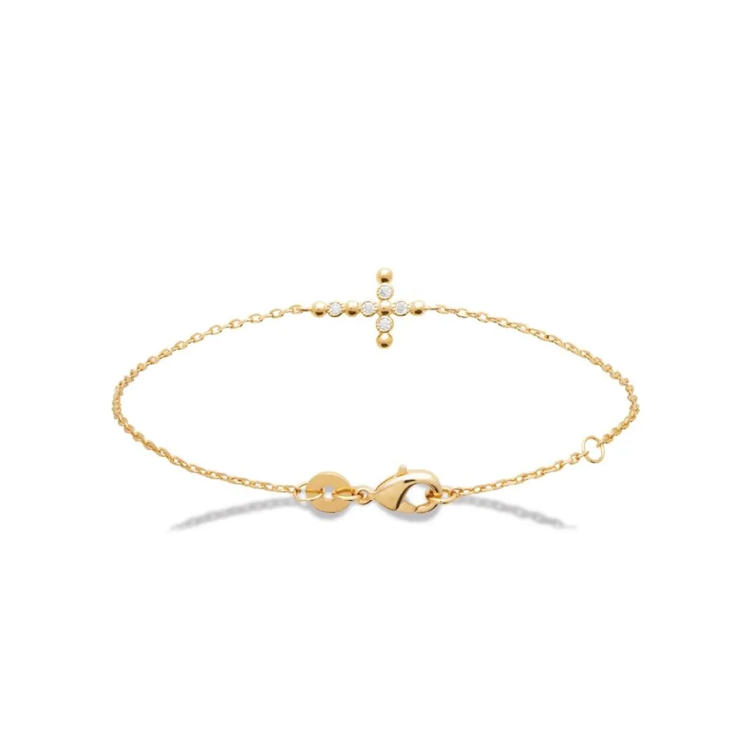 Maison de la Bijouterie Bracelet femme croix oxyde de zirconium plaqué or UW3U46ZV | Femme Bracelet
