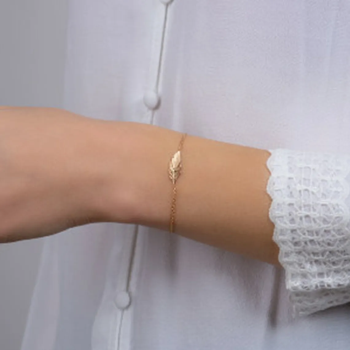 Maison de la Bijouterie Bracelet Femme fantaisie plume plaqué or UYZ353ZV | Femme Bracelet