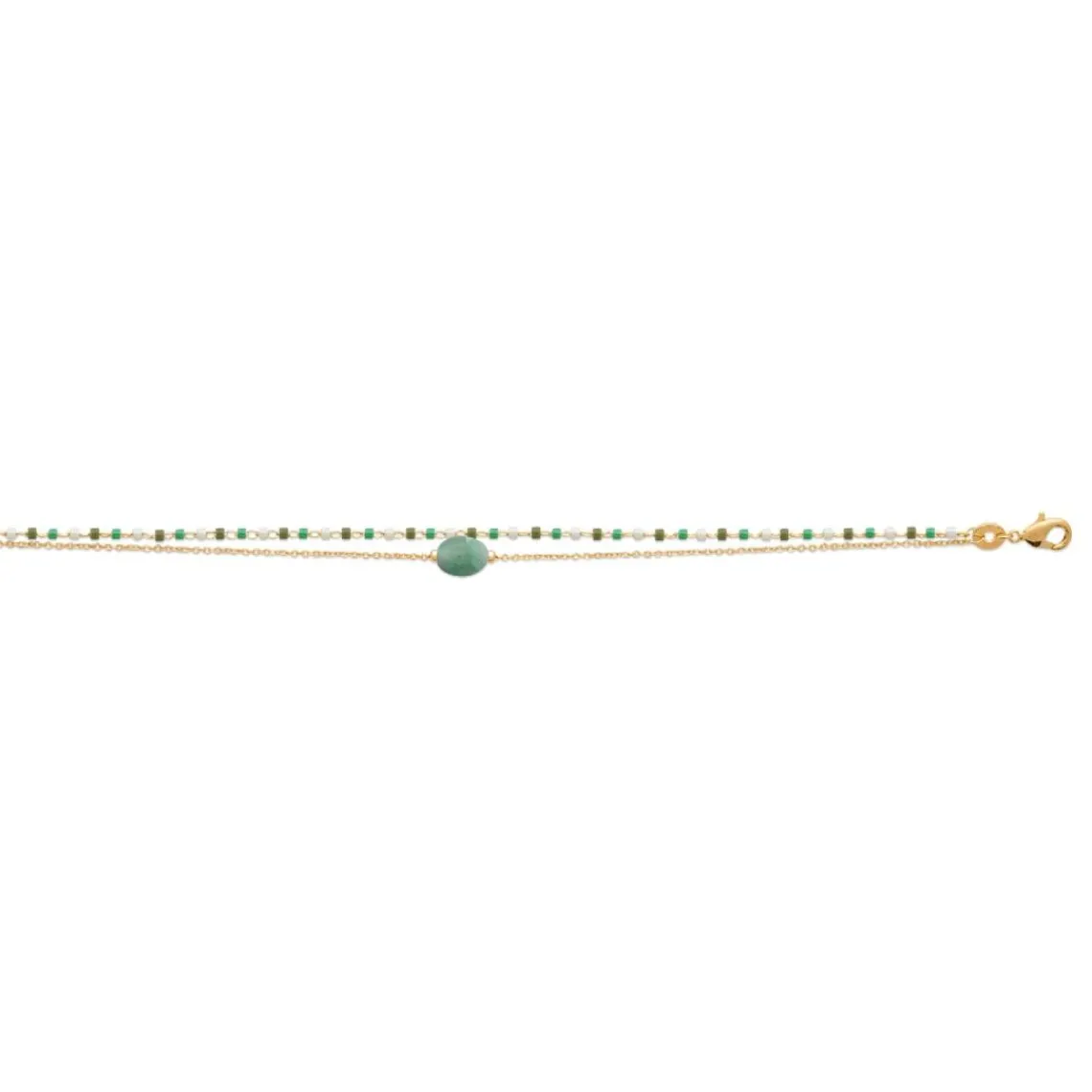 Maison de la Bijouterie Bracelet femme fantaisie quartzite vert plaqué or UW3Y35ZV | Femme Bracelet