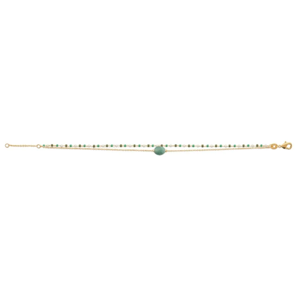 Maison de la Bijouterie Bracelet femme fantaisie quartzite vert plaqué or UW3Y35ZV | Femme Bracelet