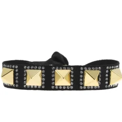 Les Interchangeables Bracelet Femme - Bracelet Pyramide 8 Doré et Noir | Femme Bracelet