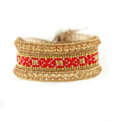 MYC-Paris Bracelet Femme - 3EB021 Cuir Métal Rouge | Femme Bracelet