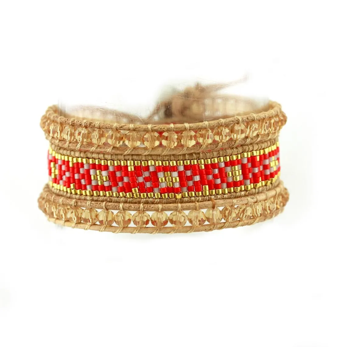 MYC-Paris Bracelet Femme - 3EB021 Cuir Métal Rouge | Femme Bracelet