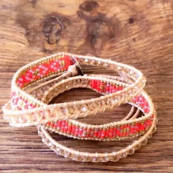 MYC-Paris Bracelet Femme - 3EB021 Cuir Métal Rouge | Femme Bracelet