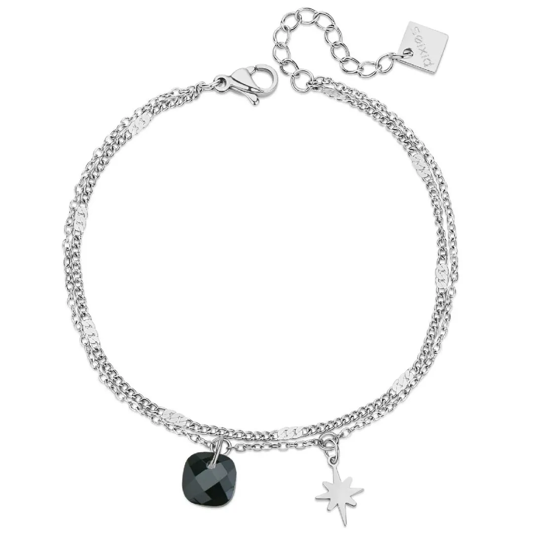 Pixies Bijoux Bracelet Femme - PBM0044-2BKO Acier Noir | Femme Bracelet