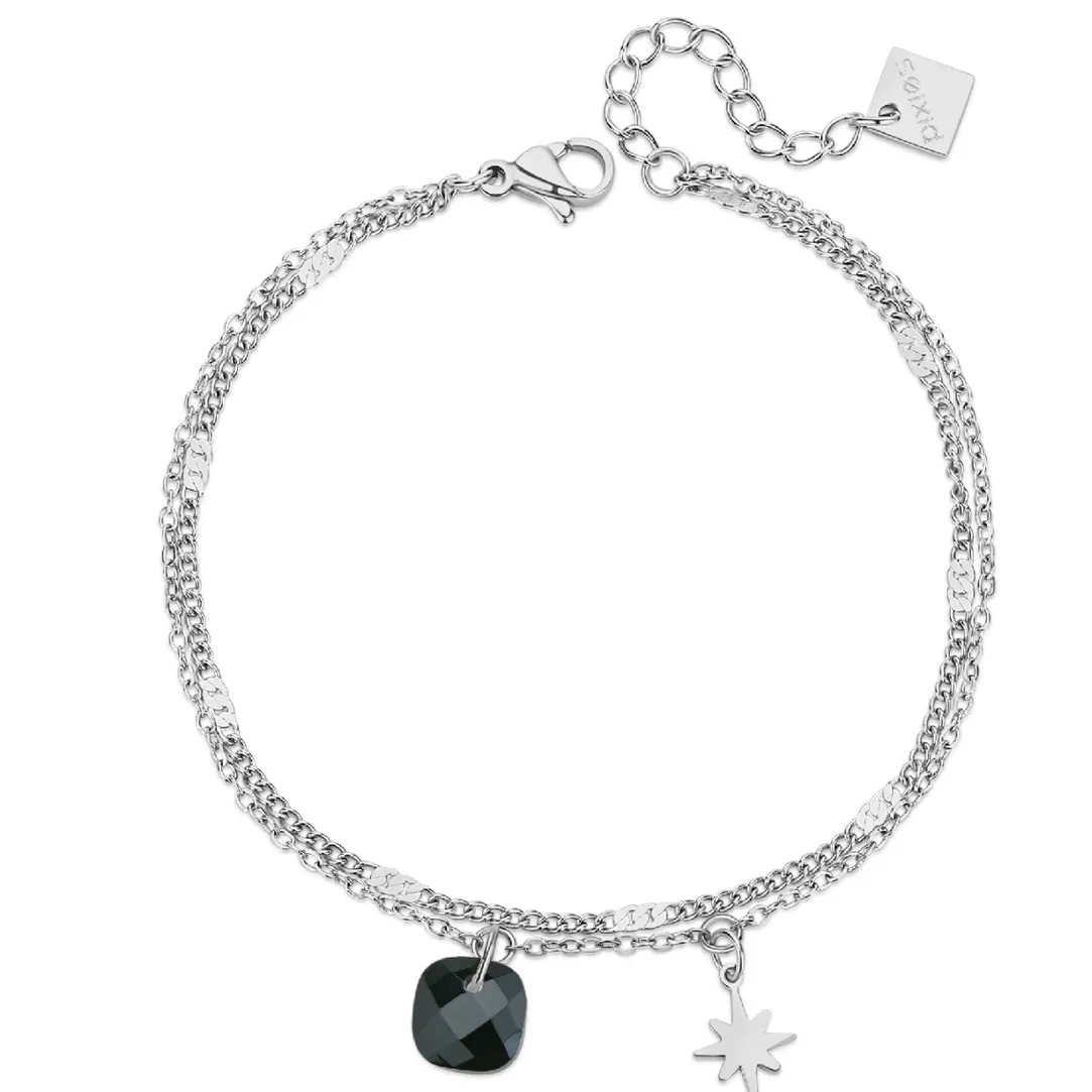 Pixies Bijoux Bracelet Femme - PBM0044-2BKO Acier Noir | Femme Bracelet