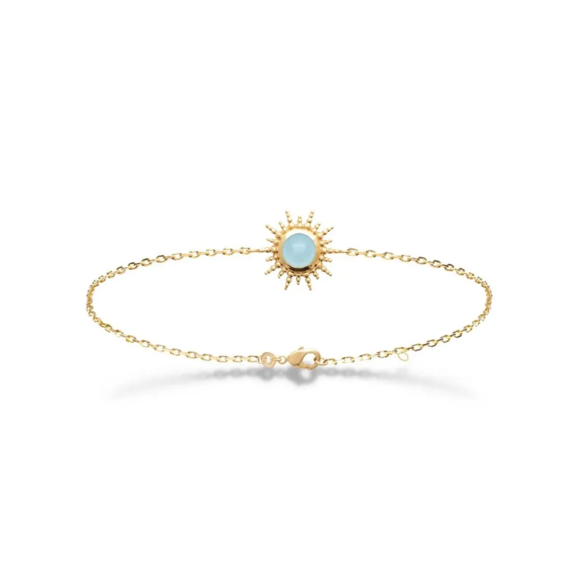 Maison de la Bijouterie Bracelet femme plaqué or agate bleue serti clos - UW3YUZZV | Femme Bracelet