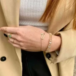 Maison de la Bijouterie Bracelet femme plaqué or blanc serti clos pampille - UW344ZZV | Femme Bracelet