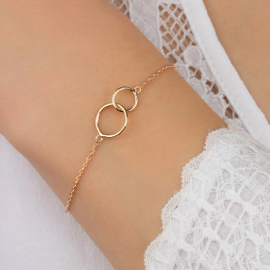 Maison de la Bijouterie Bracelet femme plaqué or double cercle - UYZ3Y5ZV | Femme Bracelet