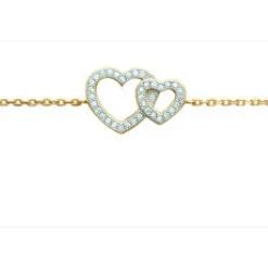 Maison de la Bijouterie Bracelet Femme plaqué or double coeurs UWZ6V6ZV | Femme Bracelet