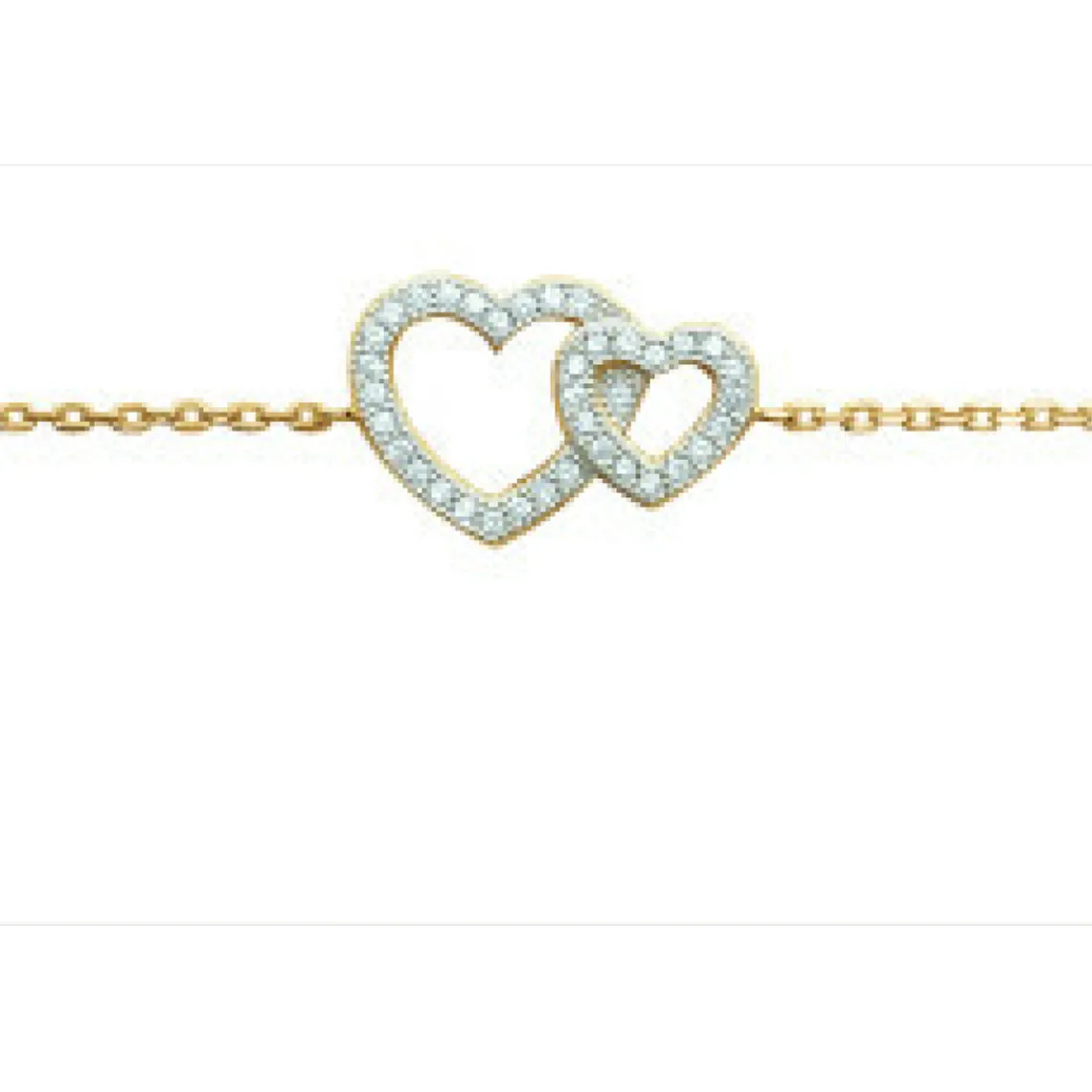 Maison de la Bijouterie Bracelet Femme plaqué or double coeurs UWZ6V6ZV | Femme Bracelet