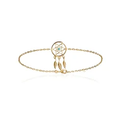 Maison de la Bijouterie Bracelet femme plaqué or turquoise serti clos - UWZW5WZV | Femme Bracelet