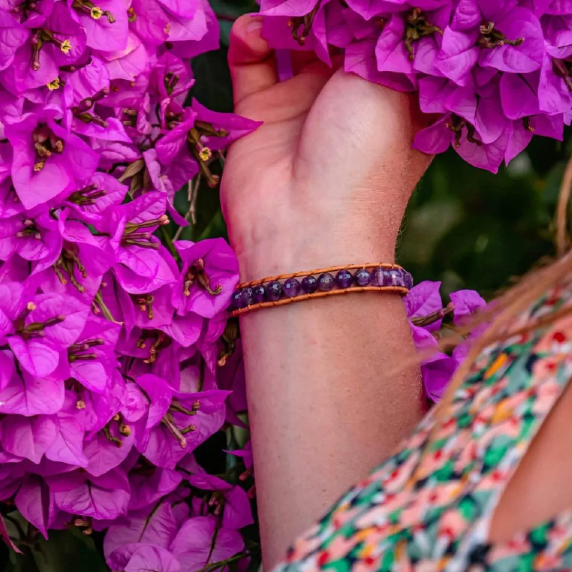 Sloya Bracelet Femme Améthyste et cuir | Femme Bracelet
