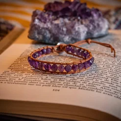 Sloya Bracelet Femme Améthyste et cuir | Femme Bracelet