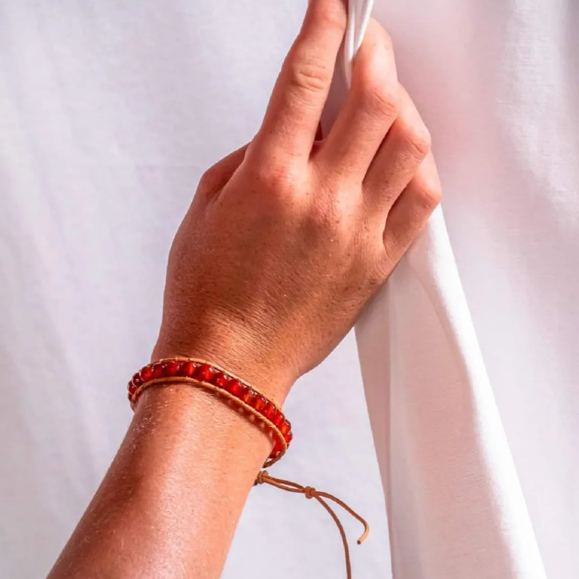Sloya Bracelet Femme Cornaline et cuir | Femme Bracelet
