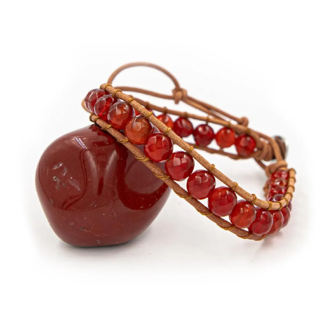 Sloya Bracelet Femme Cornaline et cuir | Femme Bracelet