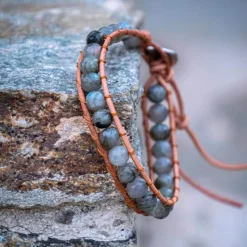 Sloya Bracelet Femme Labradorite et cuir | Femme Bracelet