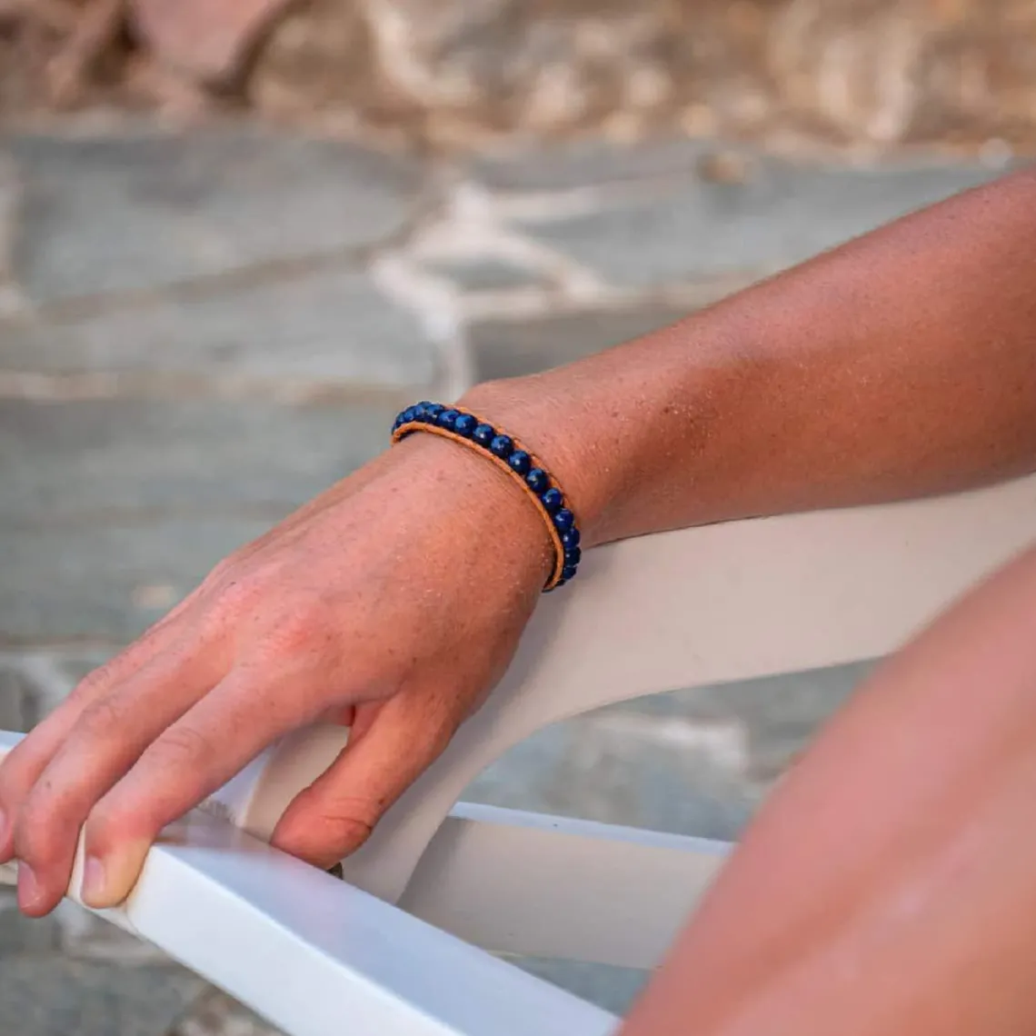 Sloya Bracelet Femme Lapis-lazuli et cuir | Femme Bracelet